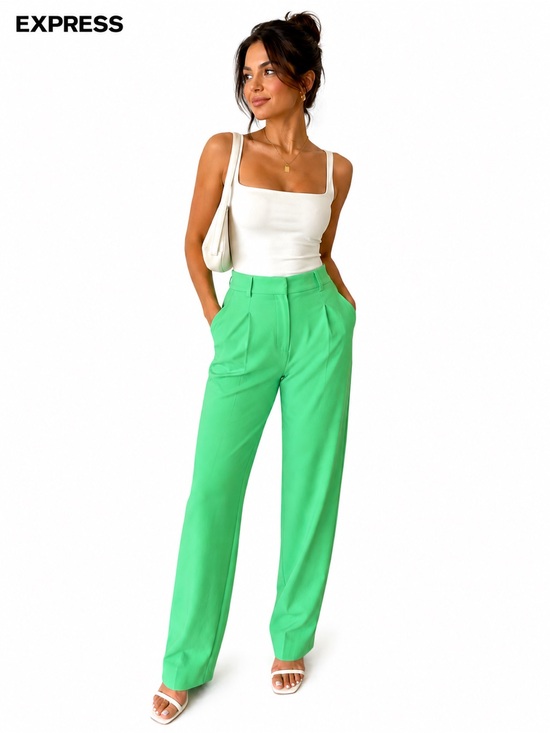 ASOS Pants - Express Stylist Dress Pants Women’s 6 Long Green High Rise Stretch Straight NWOT